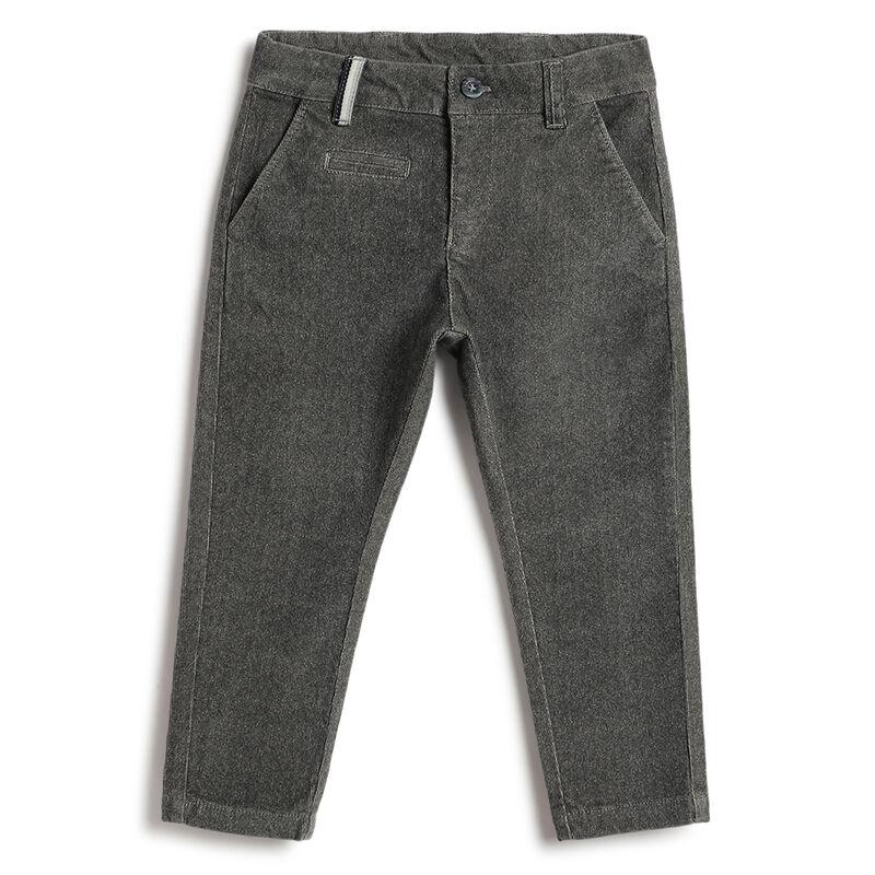 Boys Medium Grey Solid Trousers image number 0