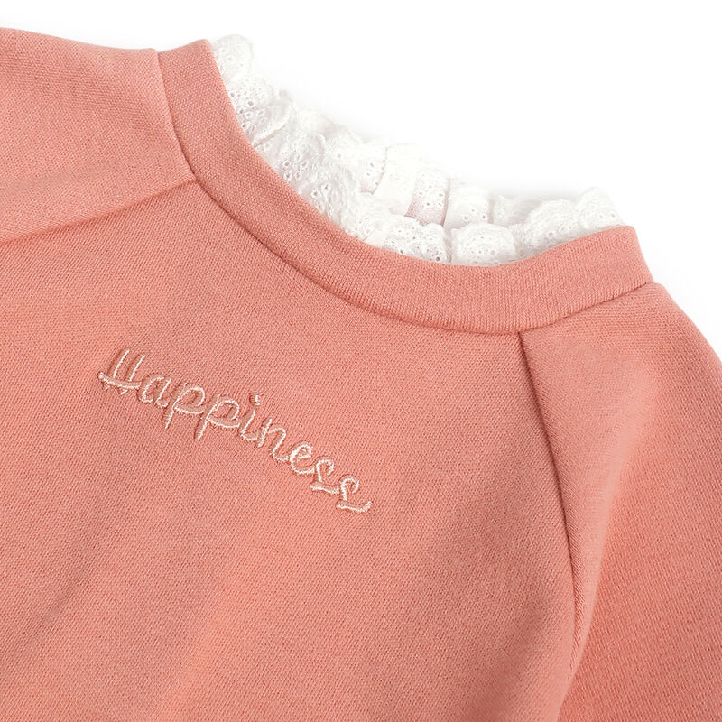 Girls Peach Applique Sweatshirt with Long Trouser image number 4