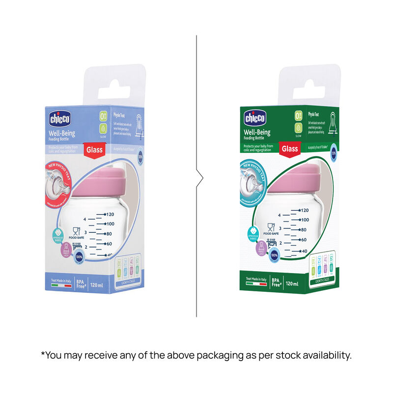 Well-Being Glass Feeding Bottle (120ml, Slow Flow) (Pink) image number 7