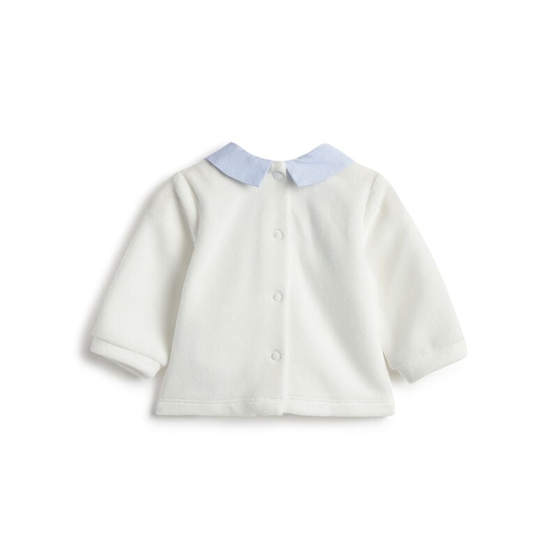 Boys White and Blue Colorblocked Smock with Leggings image number 1