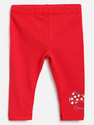 Girls Medium Red Knitted Leggings