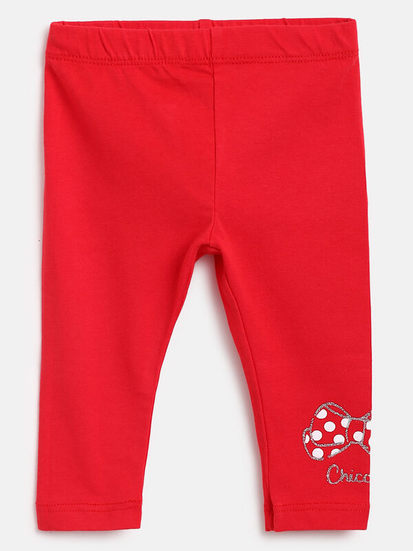 Girls Medium Red Knitted Leggings image number null
