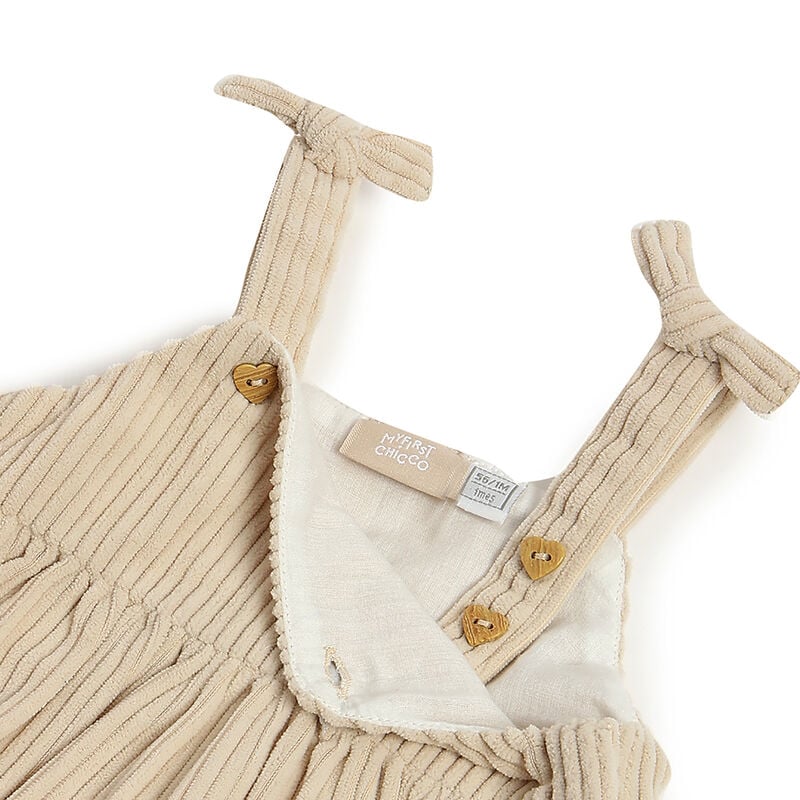 Girls Beige Solid Overall Skirt image number 3
