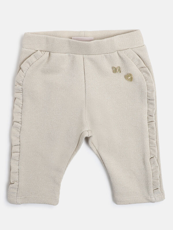 Girls Light Natural Long Knitted Trouser image number null