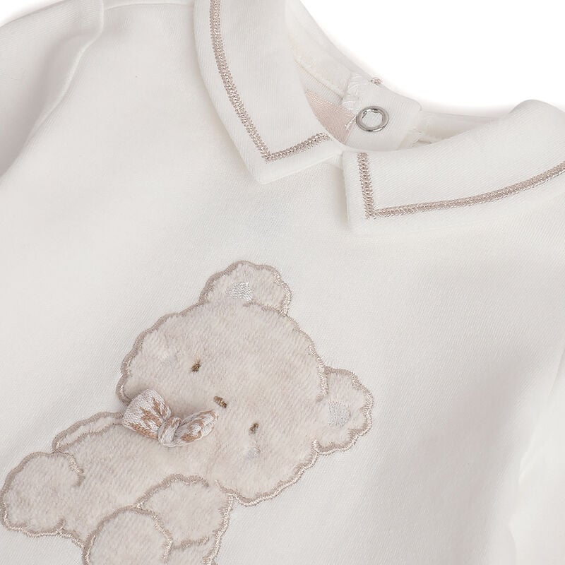 Boys White and Brown Embellished Smock with Leggings image number 4