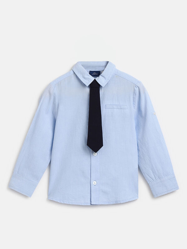 Boys Light Blue Long Sleeve Woven Shirt image number null