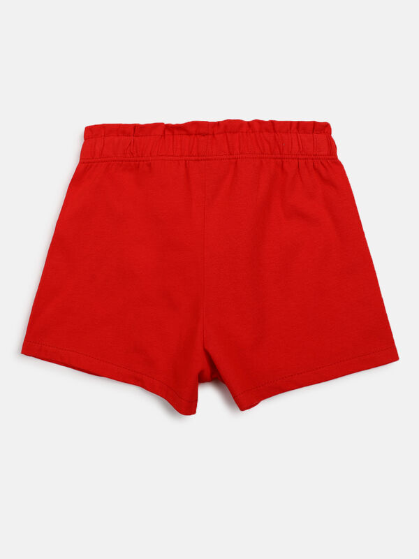 Girls Solid Medium Red Short Knitted Trouser image number null