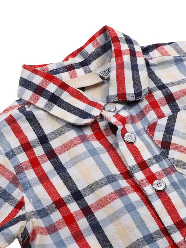 Boys White & Red Long Sleeve Woven Shirt image number 2
