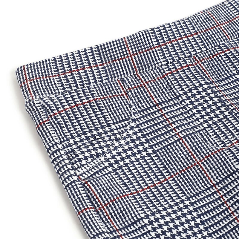 Girls Dark Blue Checked Trousers image number 3