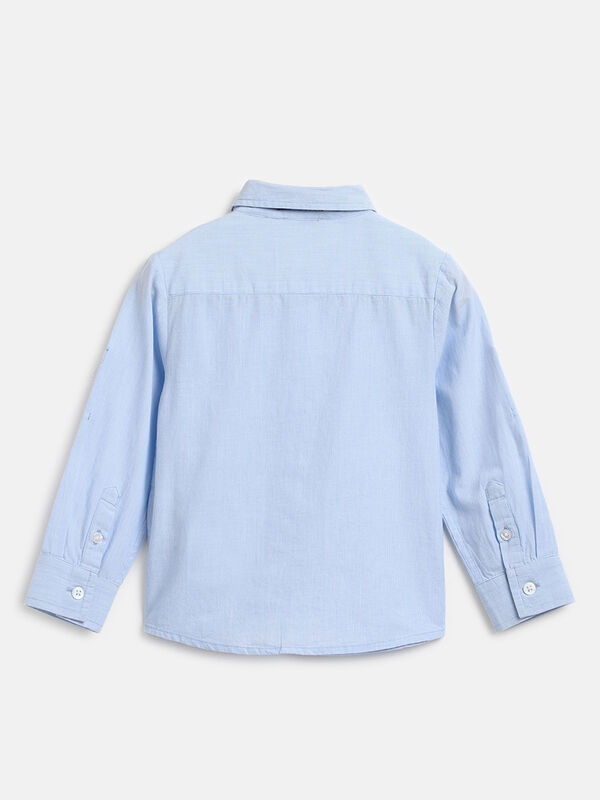 Boys Light Blue Long Sleeve Woven Shirt image number null