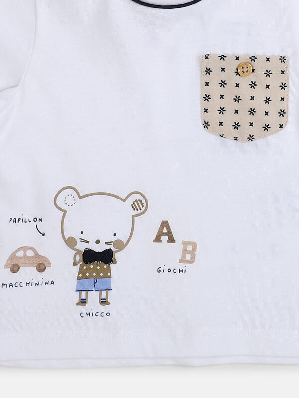 Boys White Short Sleeve Knitted T- Shirt image number 4