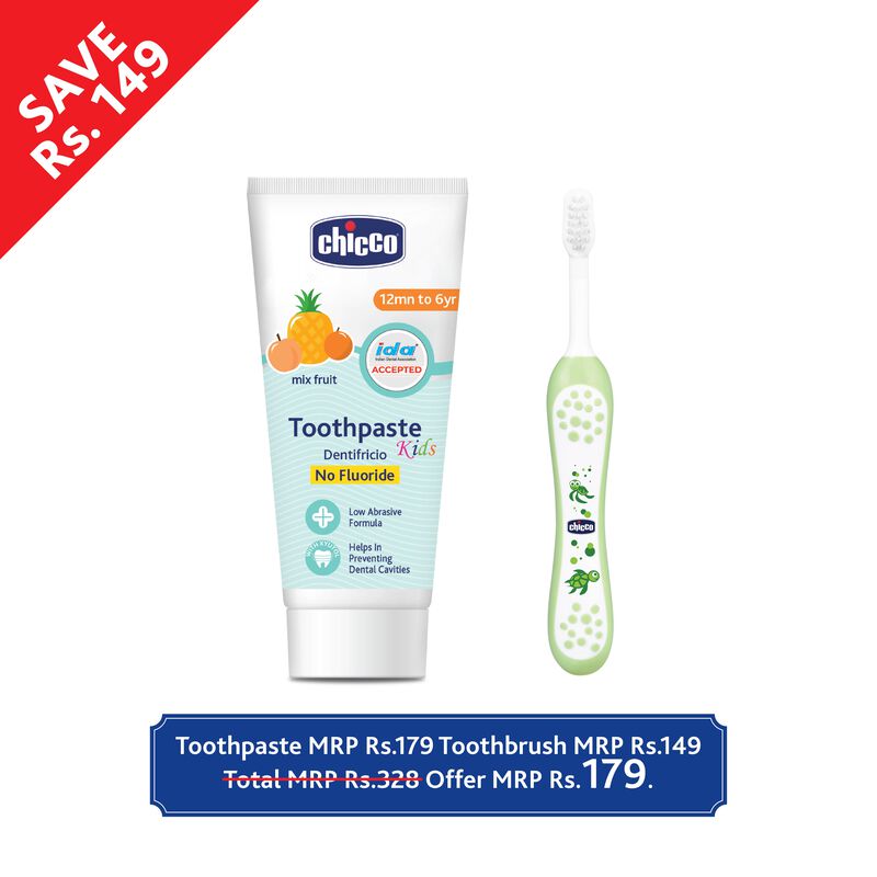 Toothpaste Mix Fruit + Brush Geen 6-36M image number 1