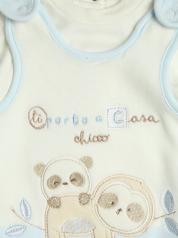 Infants Light Blue Applique Babysuit-Bodysuit Set image number 3
