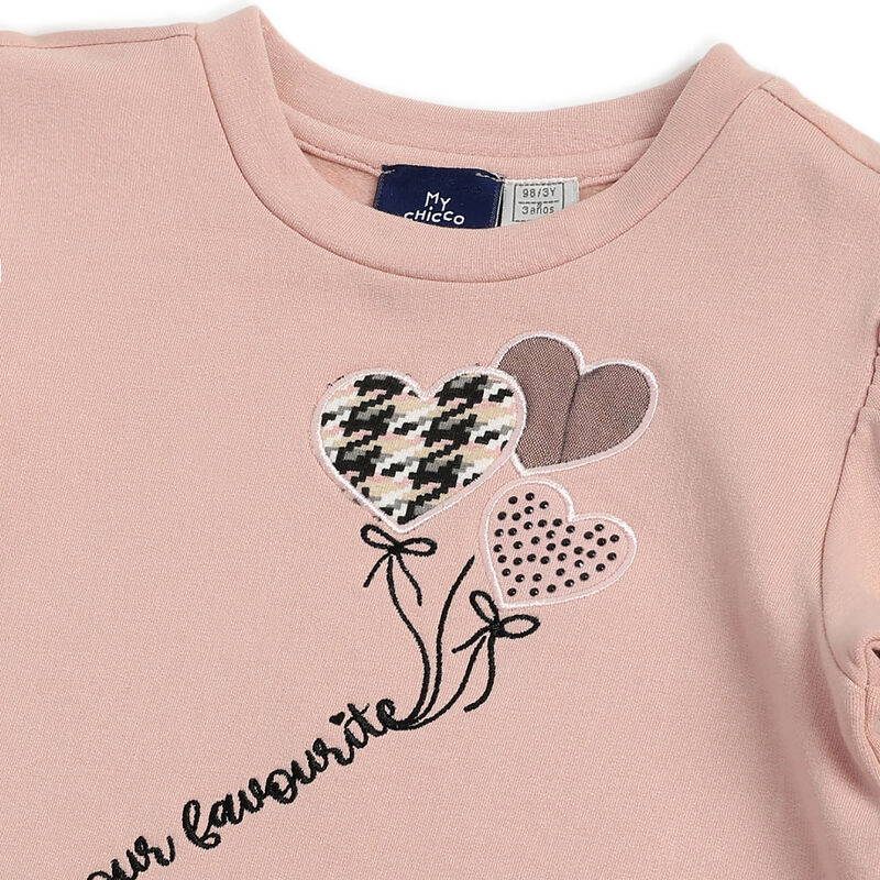 Girls Pink Sweatshirt with Checked Long Trouser image number 4