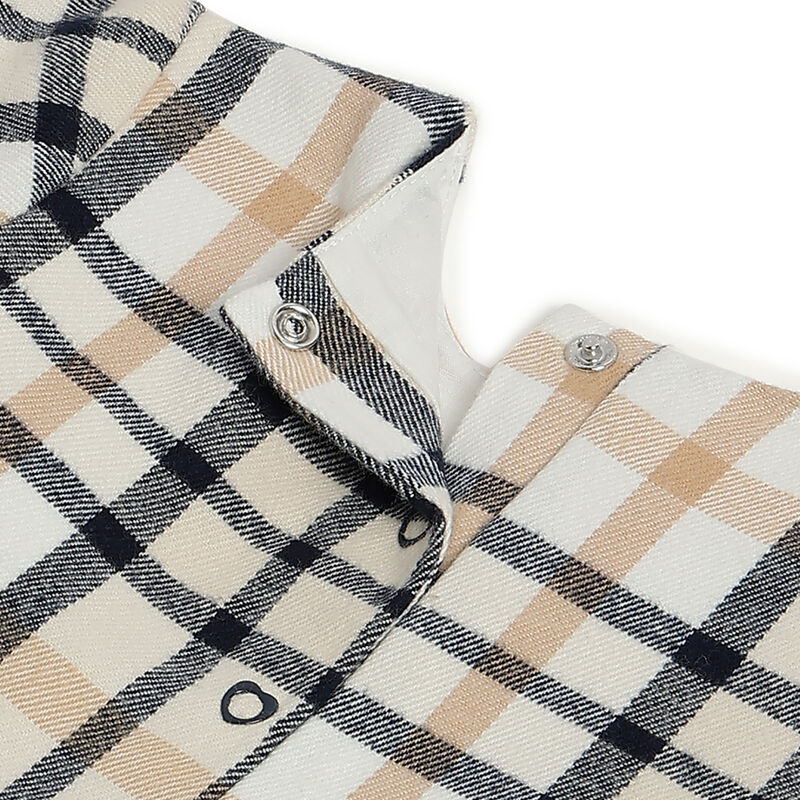 Girls Medium Natural Checked Long Sleeve Dress image number 3