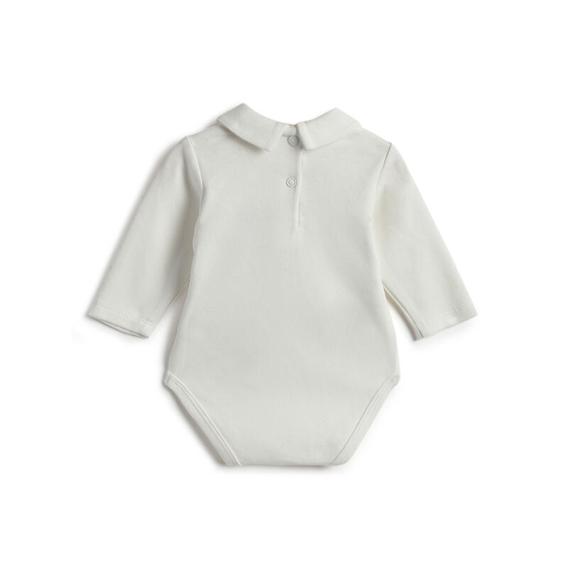 Boys White and Blue Embroidered Smock with Leggings image number 3