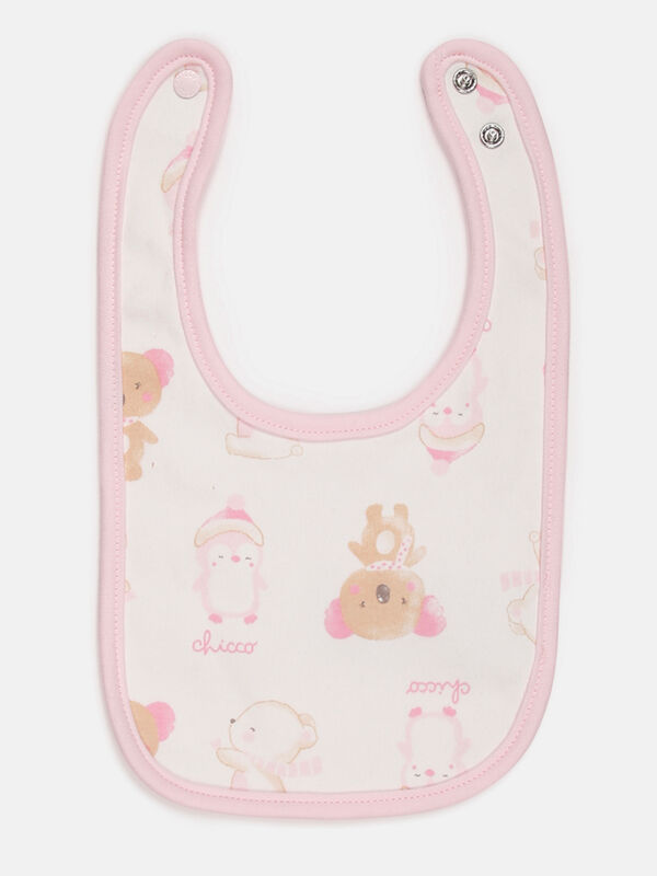 Gift Box-3 Pcs- Velour Babysuit Bib And Hat (Pink) image number null