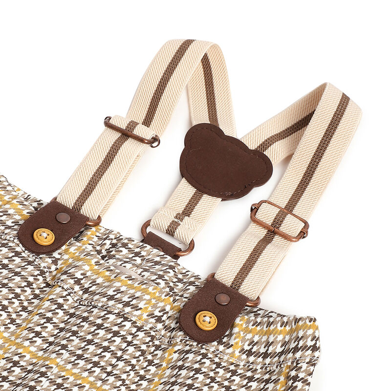 Boys Brown Checked Trousers image number 2