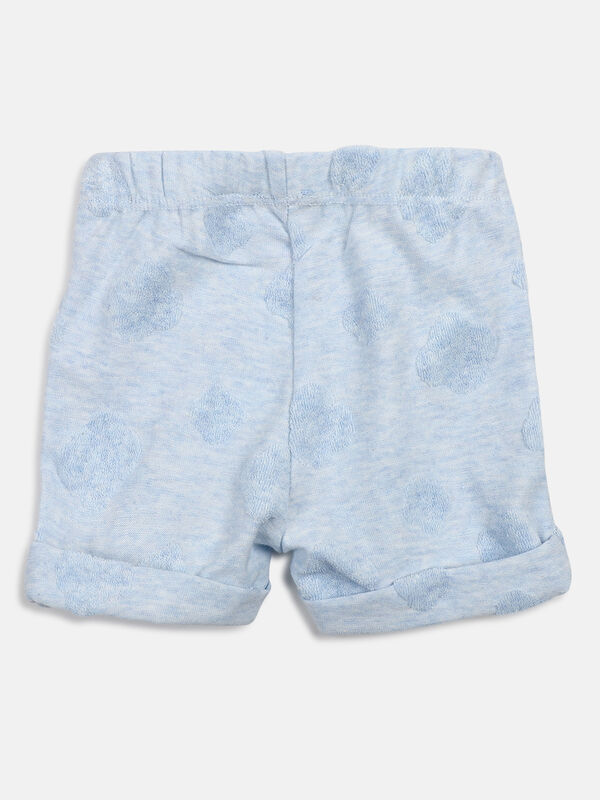 Boys White & Blue Printed T-Shirt with Short Pants image number null