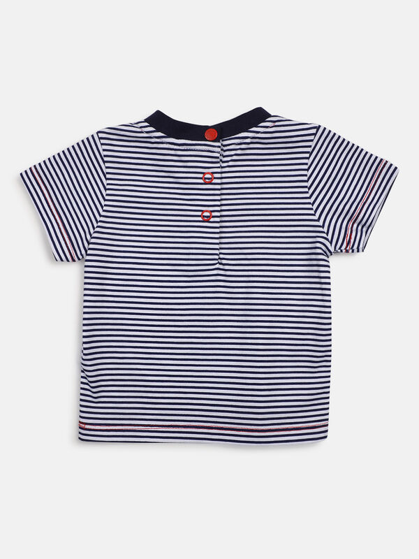 Boys Blue & Red Striped T-Shirt with Short Pants image number null