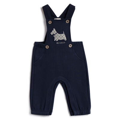 Boys Navy Applique Long Dungaree