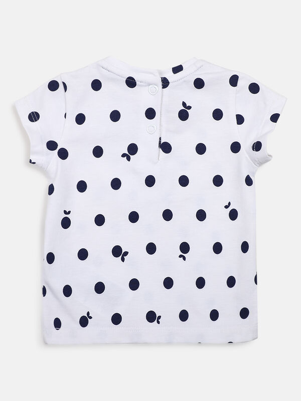 Girls White Short Sleeve Knitted T- Shirt image number null