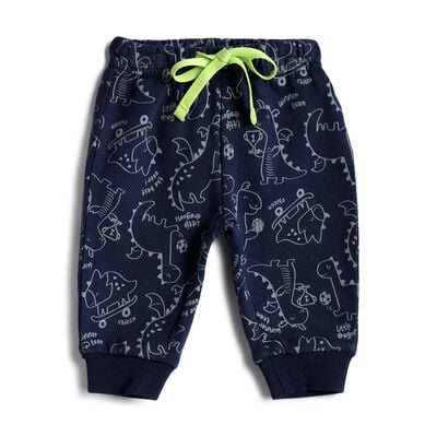 Boys Navy Printed Trousers