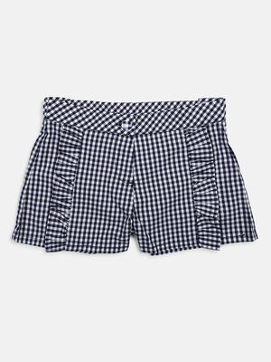 Girls Blue Printed Short Woven Trouser