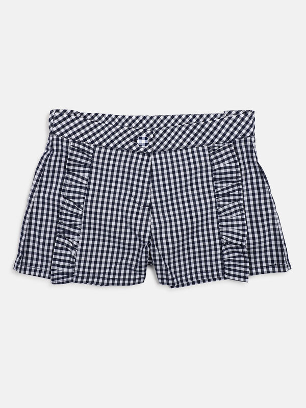 Girls Blue Printed Short Woven Trouser image number null