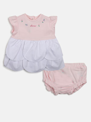 Girls Light Pink Short Sleeve dress with Panties