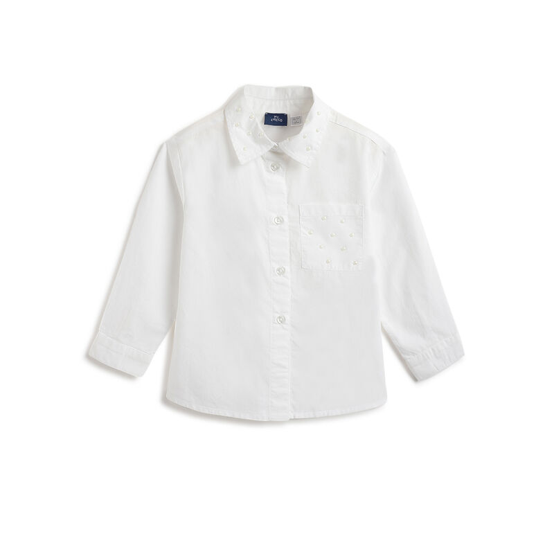 Girls White Embellished Long Sleeve Shirt image number 0