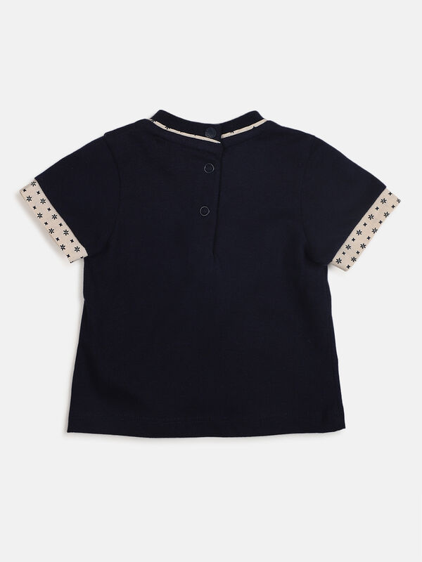 Boys Dark Blue Short Sleeve Knitted T- Shirt image number 1