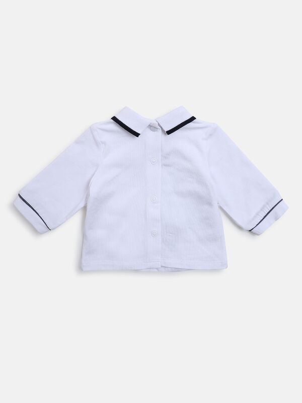 Boys White & Blue Printed Smock with Legging image number null