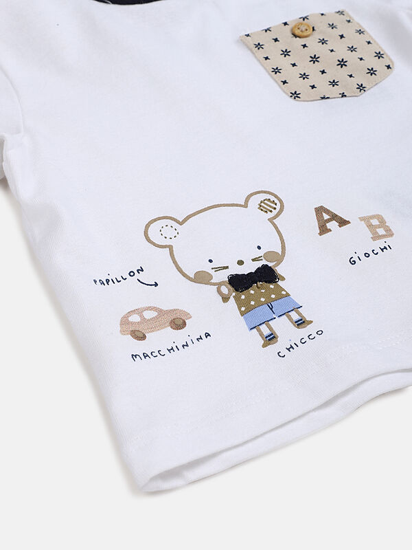 Boys White Short Sleeve Knitted T- Shirt image number 3