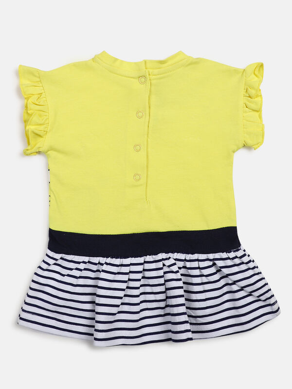 Girls Medium Yellow Short Sleeve Knitted Dress image number null
