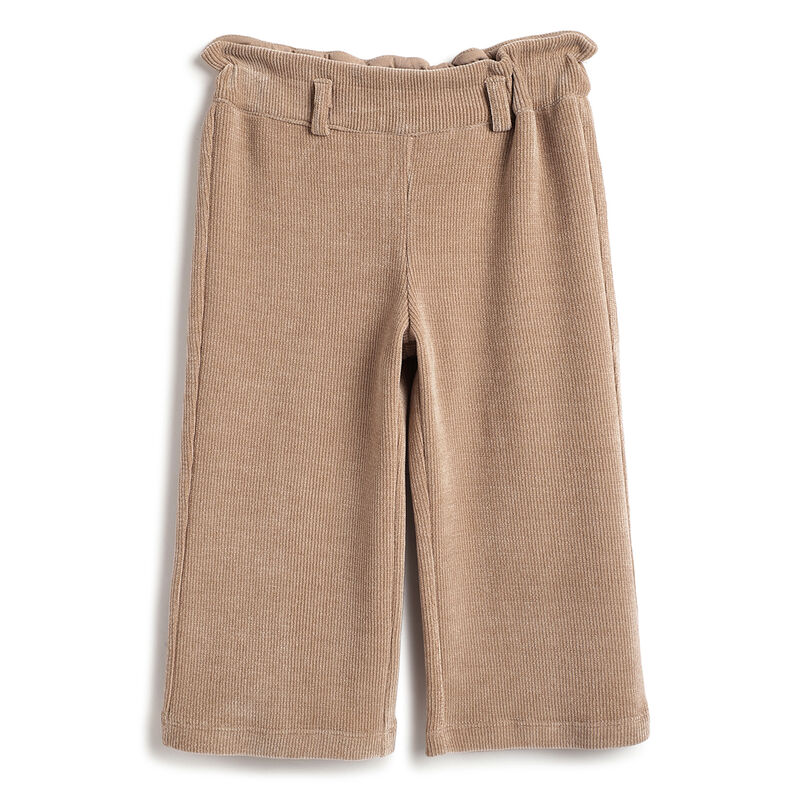 Girls Beige Solid Trousers image number 0