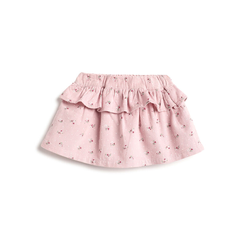 Girls Light Pink Floral Printed Skirt image number 0