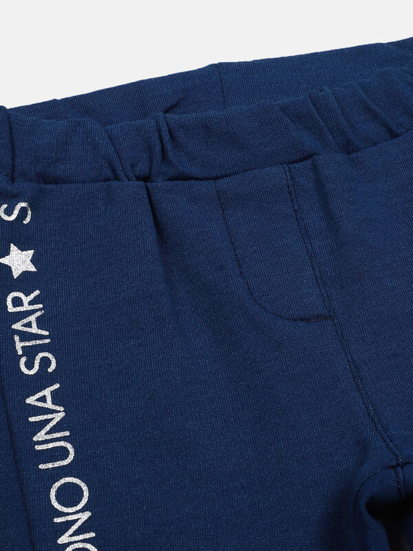 Girls Medium Blue Long Knitted Trouser image number null