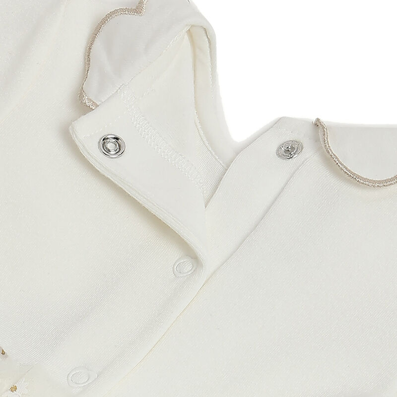 Girls White Self Design Long Sleeve Dress image number 3