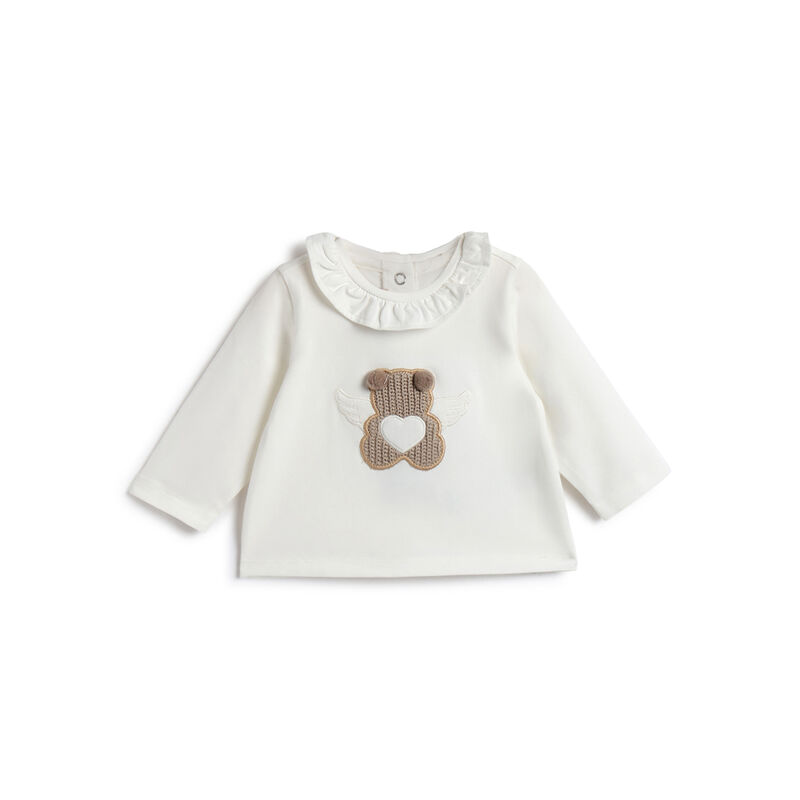 Girls White Embellished Long Sleeve T- Shirt image number 0