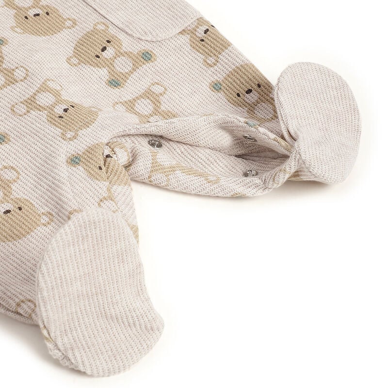 Boys Beige Animal Printed Leg Opening Babysuit image number 4