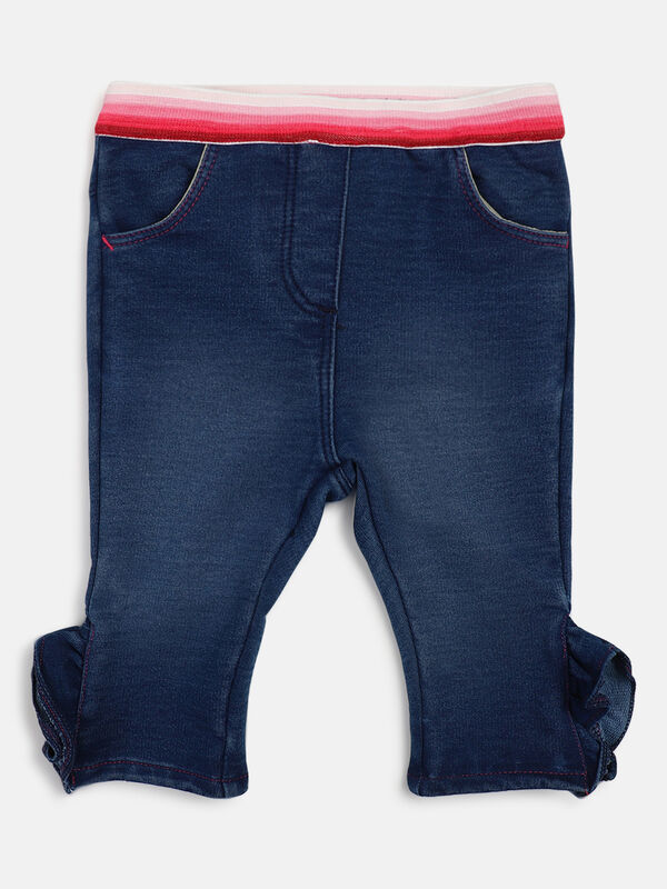 Girls Medium Blue Long Knitted Trouser image number null