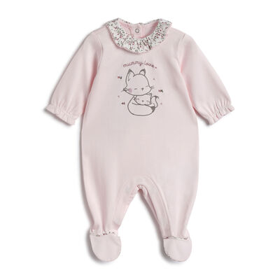 Girls Light Pink Embroidered Leg Opening Babysuit