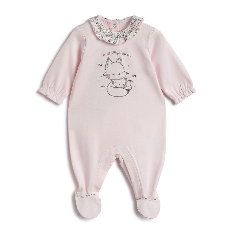 Girls Light Pink Embroidered Leg Opening Babysuit image number 0