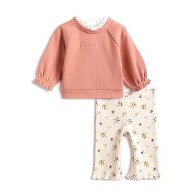 Girls Peach Applique Sweatshirt with Long Trouser