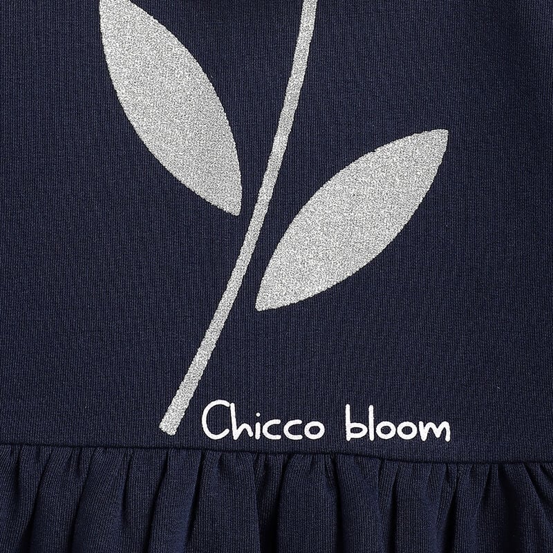 Girls Dark Blue Printed Long Sleeve Dress image number 4