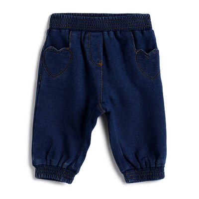 Girls Dark Blue Solid Trousers