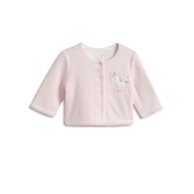 Girls Pink Embroidered Cardigan