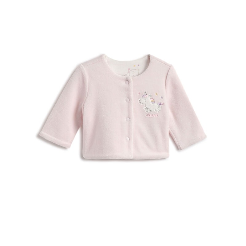Girls Pink Embroidered Cardigan image number 0