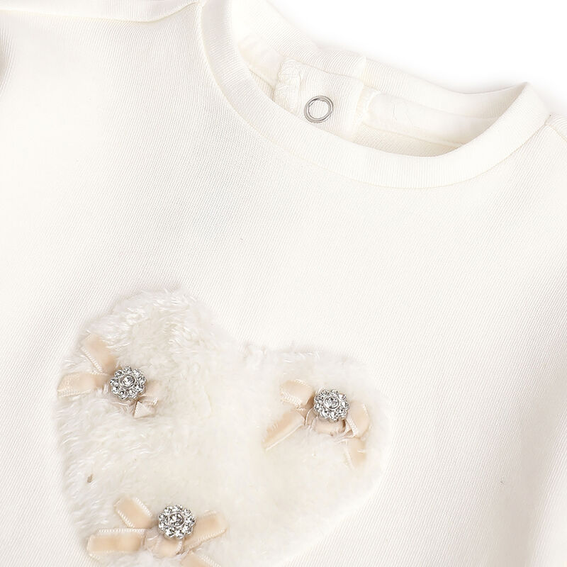 Girls White and Grey Embellished Shirt with Long Trouser image number 4